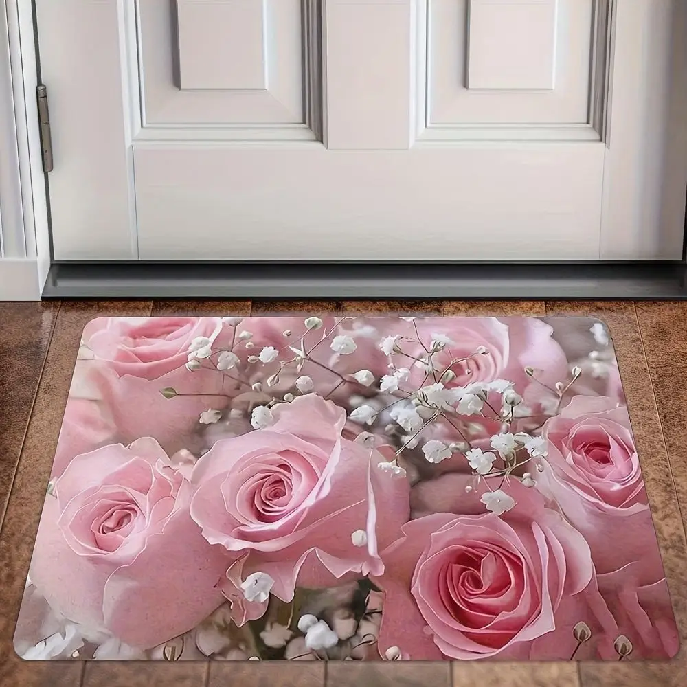 Fußmatte mit rosa Rosen und Schleierkraut – Bild 2