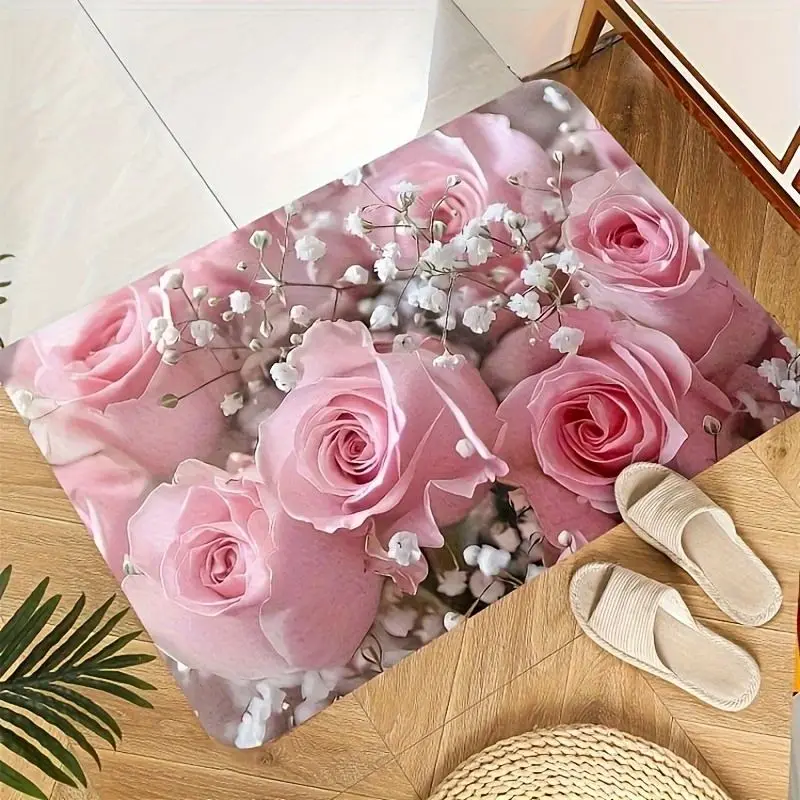 Fußmatte mit rosa Rosen und Schleierkraut – Bild 3
