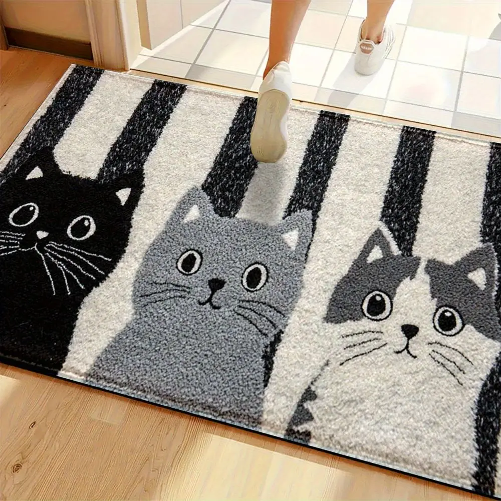 Große Fußmatte Outdoor mit drei Katzen auf Streifen – Bild 3