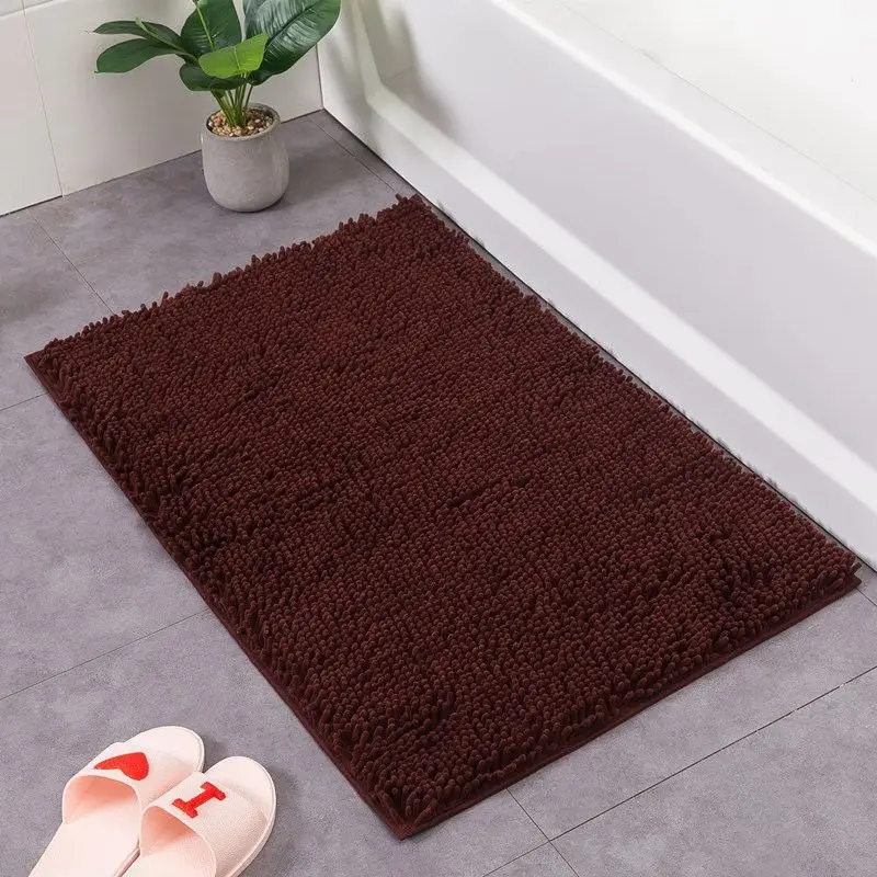 Badteppich groß mintgrün: Badematte mit langem Flor – Braun