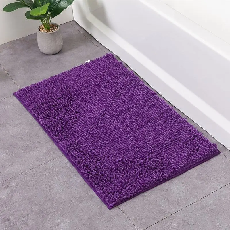Badteppich groß mintgrün: Badematte mit langem Flor – Lila