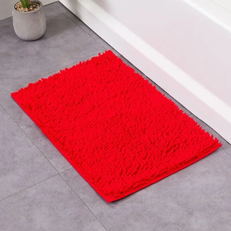 Badteppich groß mintgrün: Badematte mit langem Flor – Rot