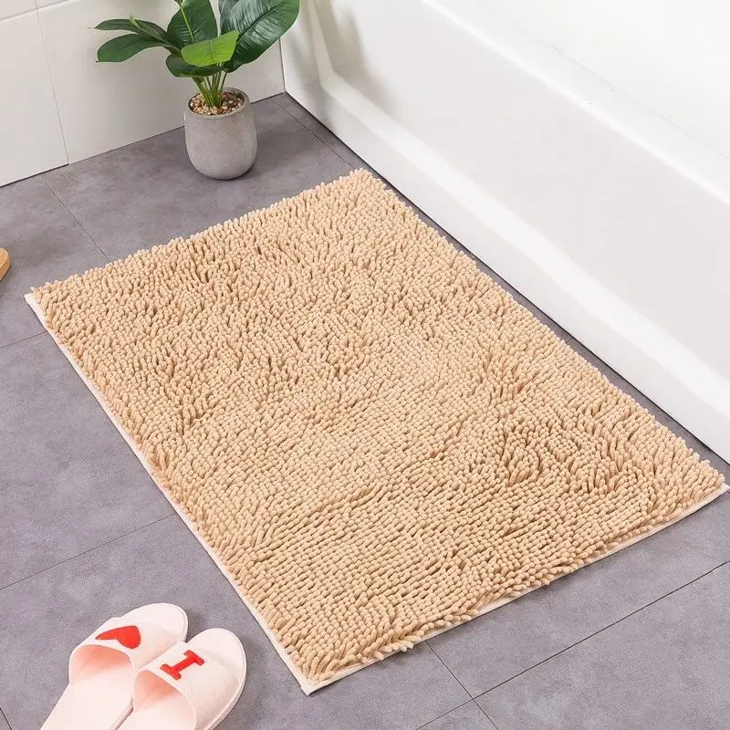Badteppich groß mintgrün: Badematte mit langem Flor – Beige