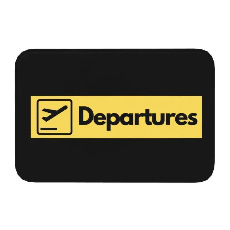Fußmatte Pilot mit gelben Streifen und Schriftzug – Schwarz – Departures gelb