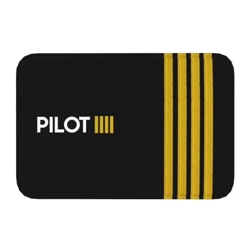 Fußmatte Pilot mit gelben Streifen und Schriftzug – Schwarz – Pilot