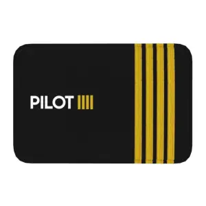 Fußmatte Pilot mit gelben Streifen und Schriftzug – Schwarz – Pilot