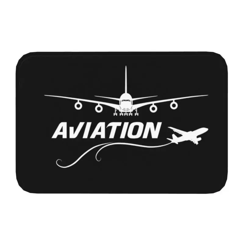 Fußmatte Pilot mit gelben Streifen und Schriftzug – Schwarz – Aviation