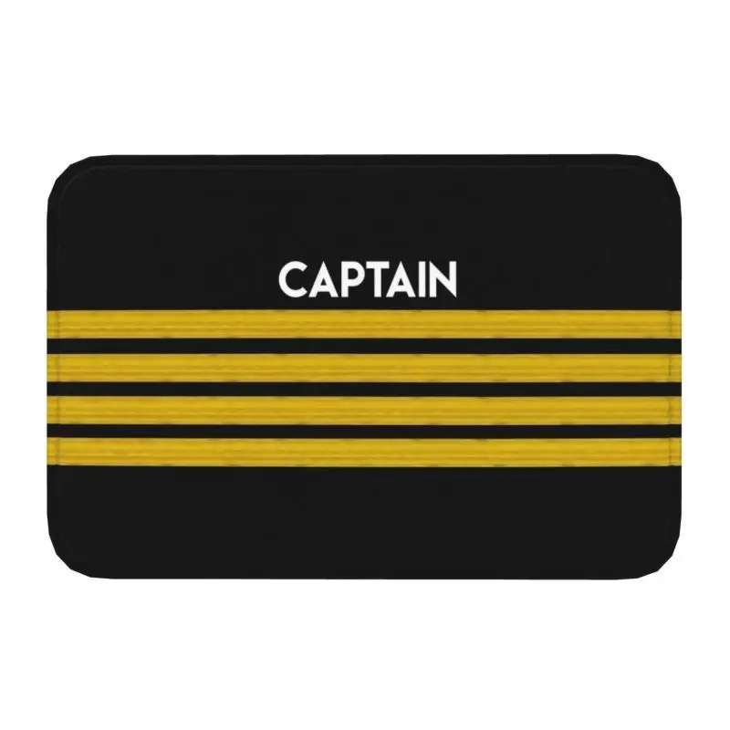 Fußmatte Pilot mit gelben Streifen und Schriftzug – Schwarz – Captain