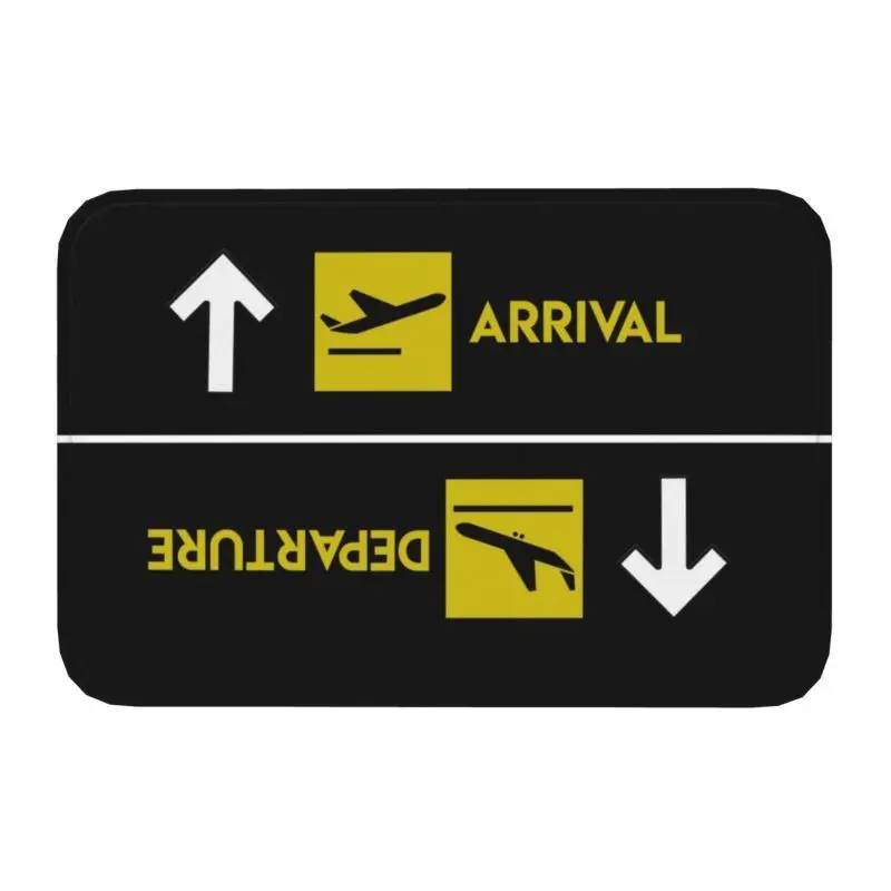 Fußmatte Pilot mit gelben Streifen und Schriftzug – Schwarz – Arrival Departure