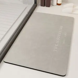 Badematte flach mit Schriftzug „The Modernism“ oder „Keep life“ – Hellgrau – The Modernism