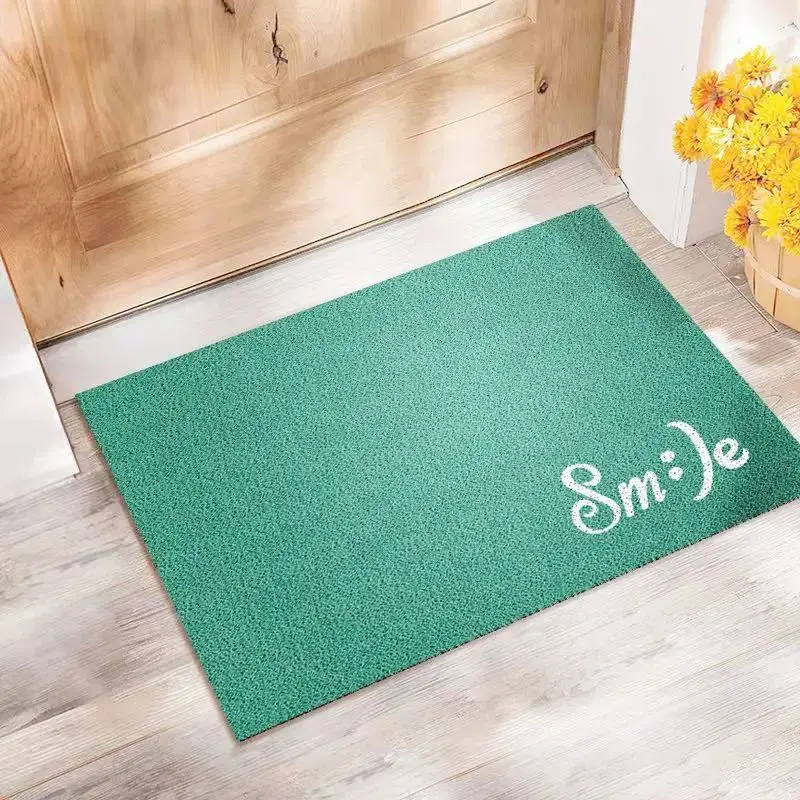 Fußmatte mit Smiley und Schriftzug „Always Smile“ – Türkis