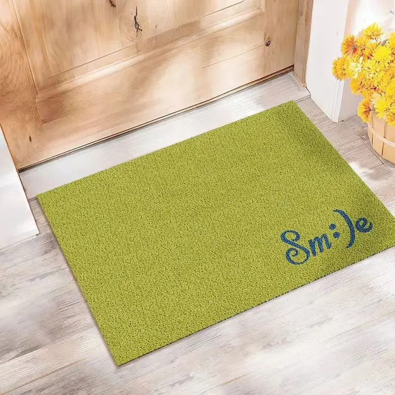 Fußmatte mit Smiley und Schriftzug „Always Smile“ – Olivgrün