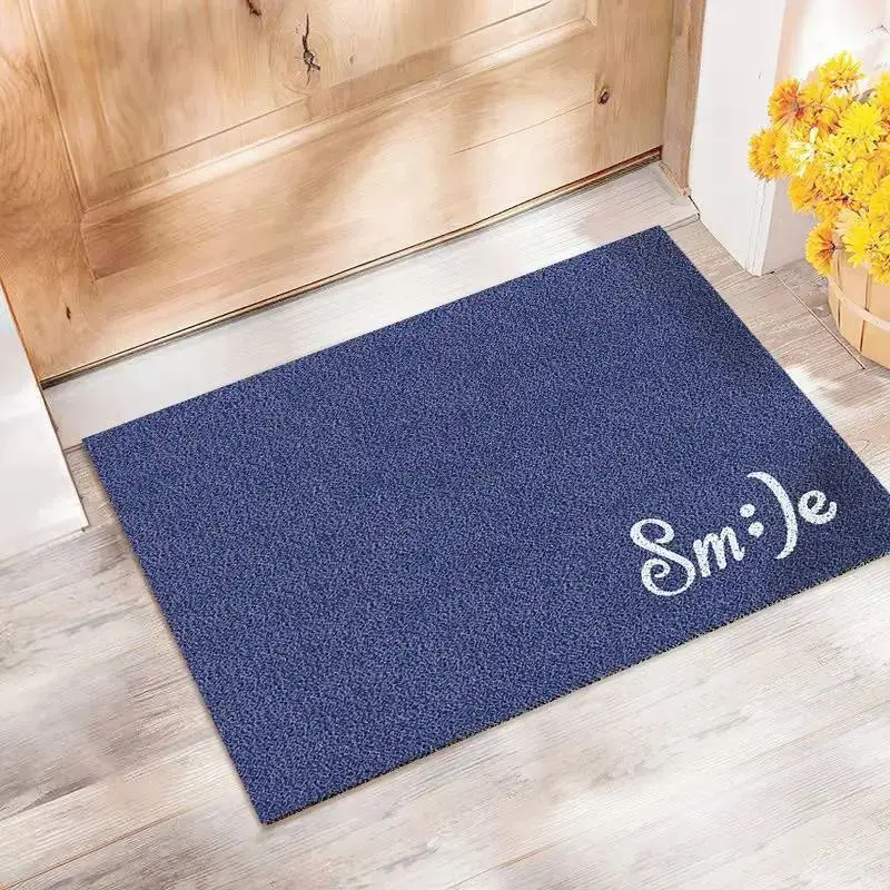 Fußmatte mit Smiley und Schriftzug „Always Smile“ – Dunkelblau