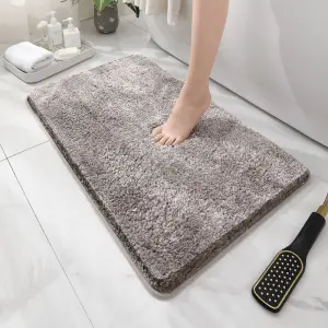 Badematte weiß und grau, flauschig, rechteckig – Grau