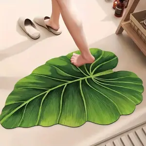 Badematte in Blattform mit Bananenblatt- oder Rundblatt-Motiv – Grün – Rundblatt