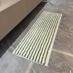 Badematte aus Baumwolle in Grün, gestreift, groß – Grün