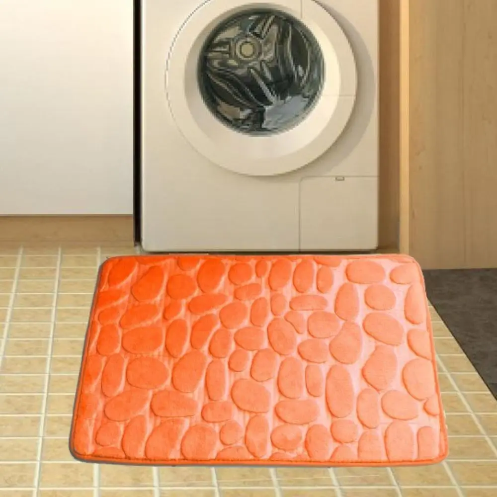 Badematte mit Kieselstein-Prägung aus Mikrofaser in vielen Farben – Orange