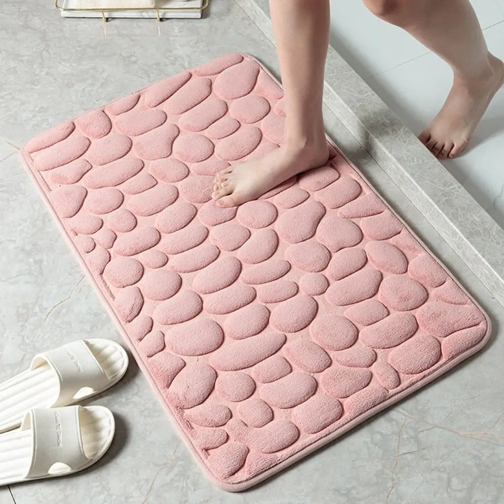 Badematte mit Kieselstein-Prägung aus Mikrofaser in vielen Farben – Rosa