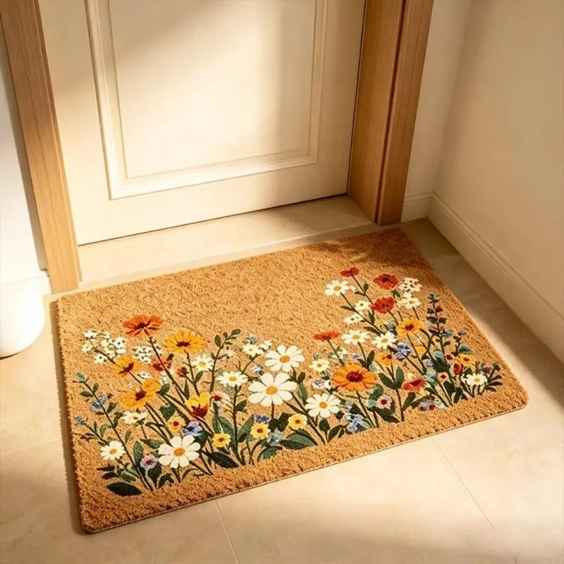 Fußmatte mit bunten Wildblumen – Camel
