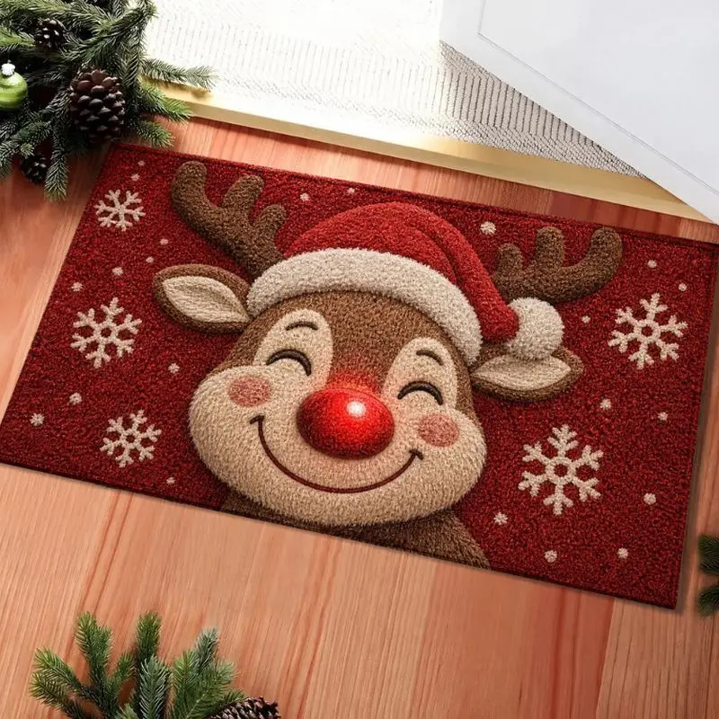 Fußmatte Weihnachten Outdoor mit Tannenbaum-Motiv – Rot – Rentier